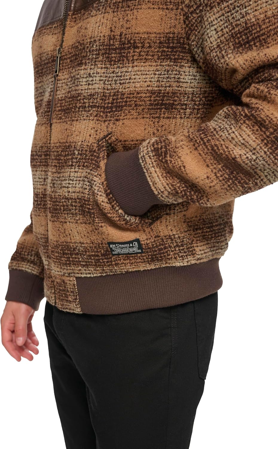 Мужская куртка-бомбер Levi's Men's Mixed Media Western Plaid, Brown Ombre — фото 2
