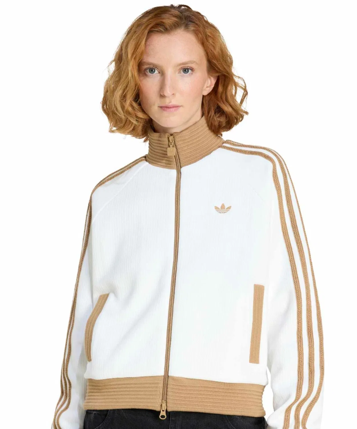 Толстовка с высоким воротником adidas Velour Knit Track Top белый