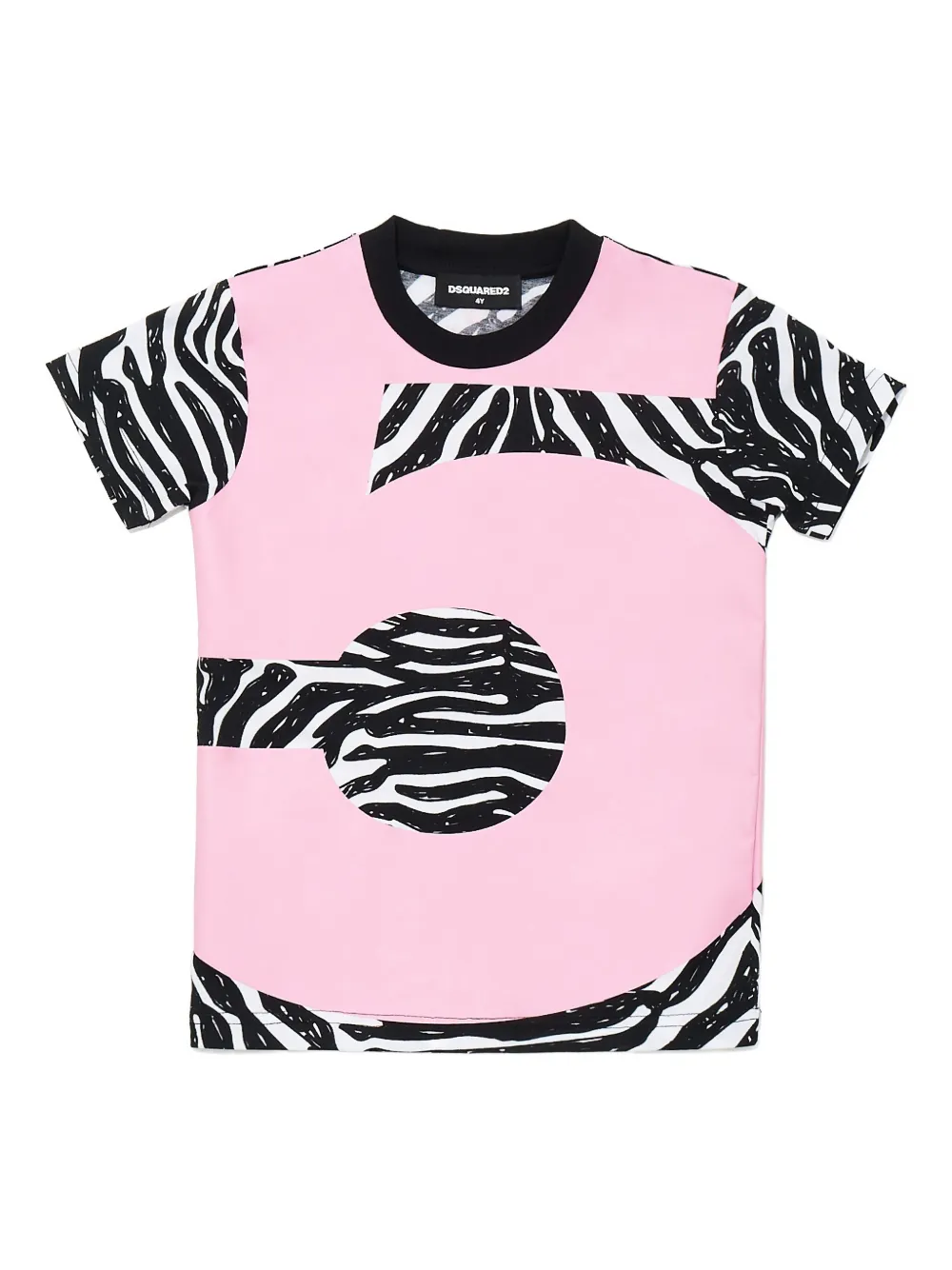 

Футболка с номером и принтом "зебра" Dsquared2 Kids, розовый