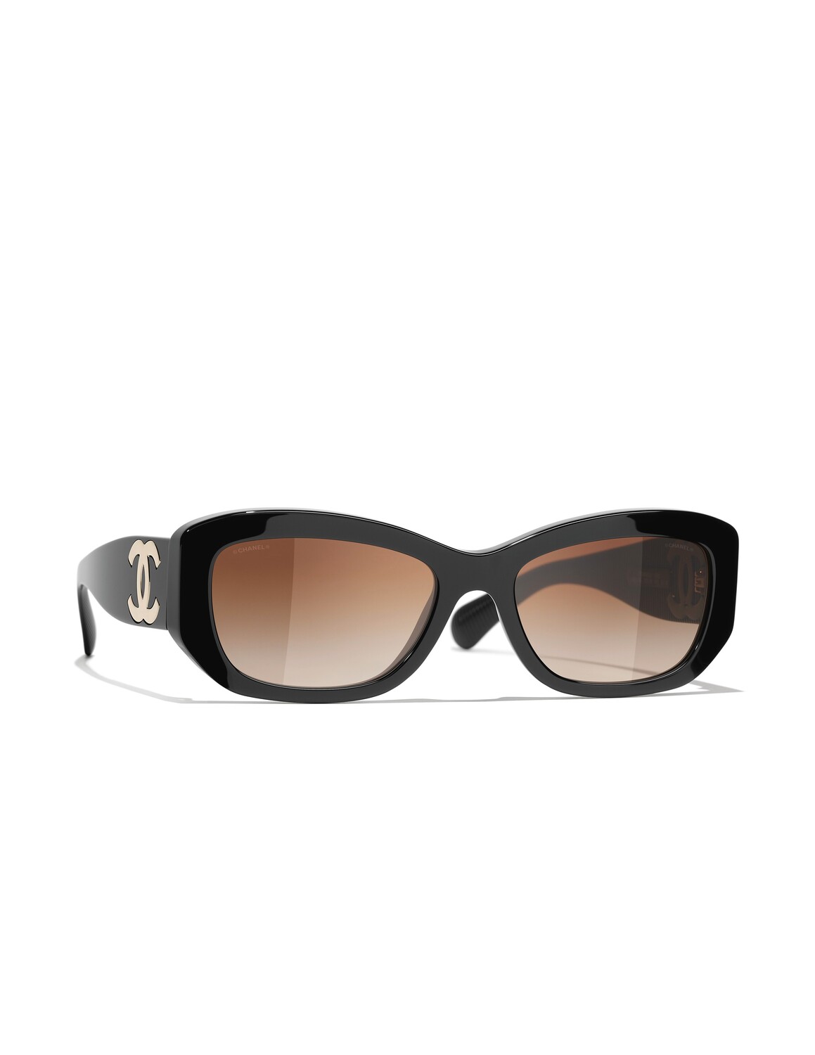 

Прямоугольные солнцезащитные очки CHANEL, цвет Black/Brown