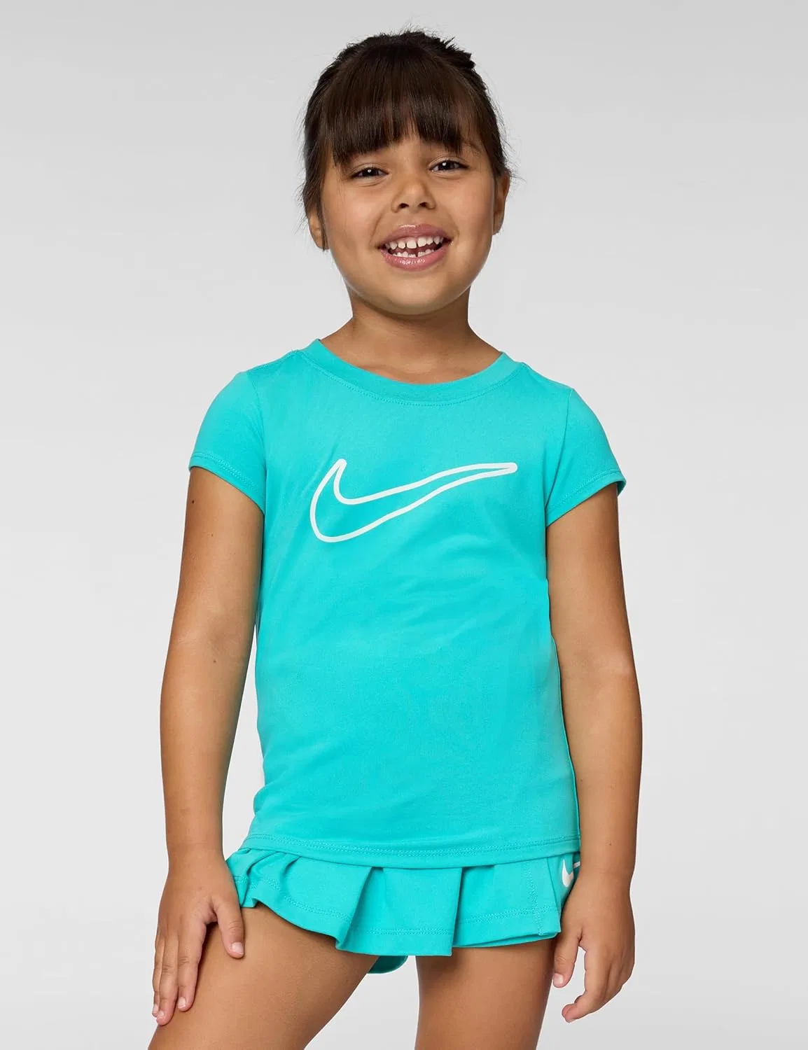 Спортивный набор для девочек Nike Dri-FIT, короткий топ и юбка-шорты, Dusty Cactus — фото 4
