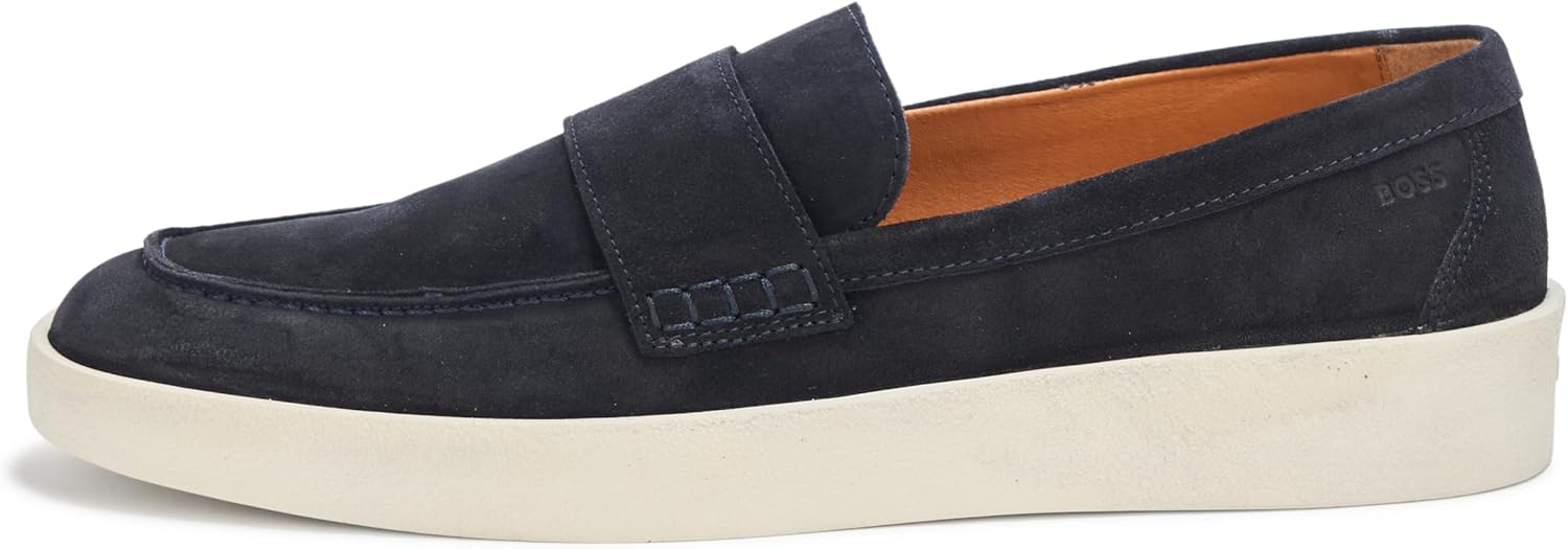 Мужские лоферы BOSS из замши цвета глины, Clean Navy — фото 2