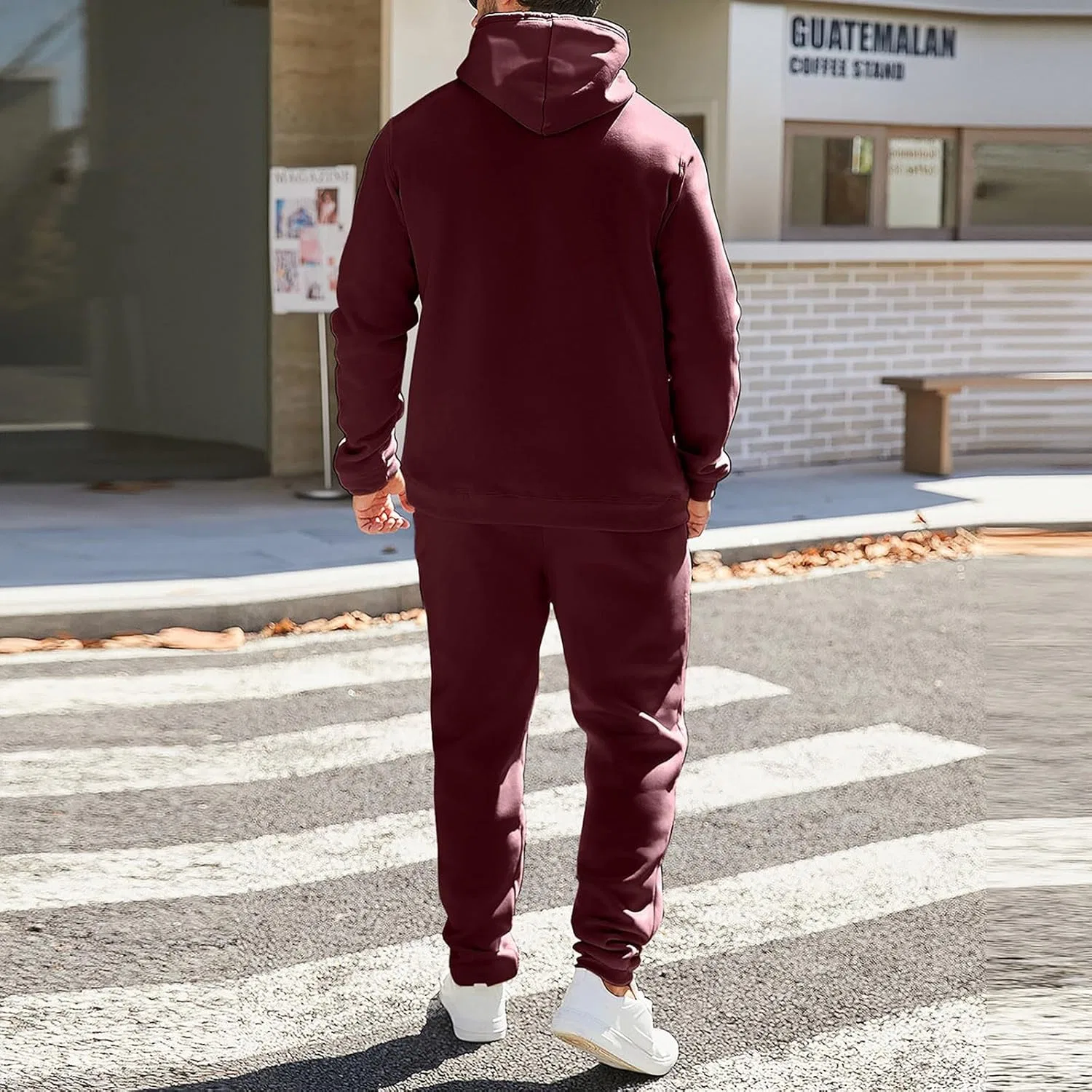 Спортивный костюм из двух предметов, худи и спортивные штаны, Generic, Wine — фото 4
