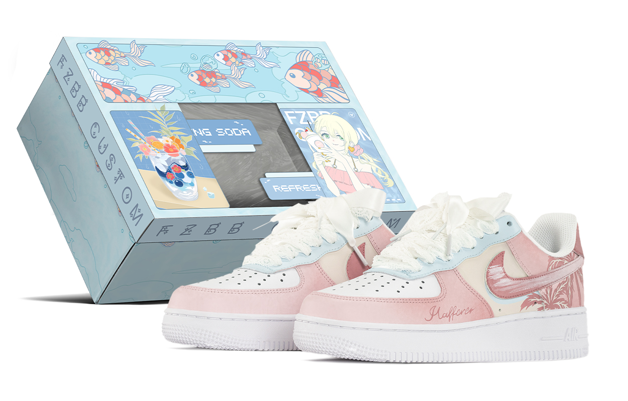 

Nike Air Force 1 нескользящие амортизирующие увеличивающие рост низкие детские скейтбординг кроссовки pink white для подростков