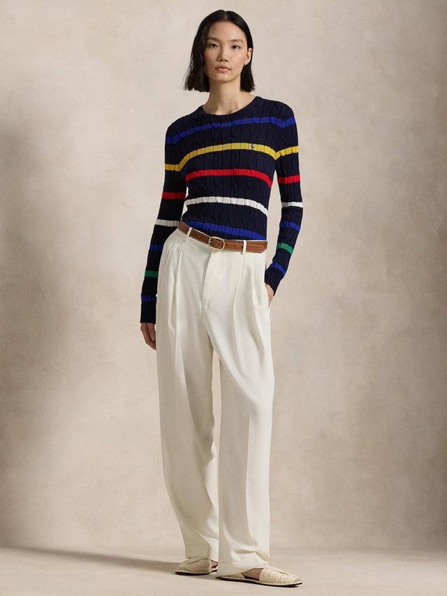 

Джемпер кабельной вязки julie в полоску Ralph Lauren, цвет Navy Multi
