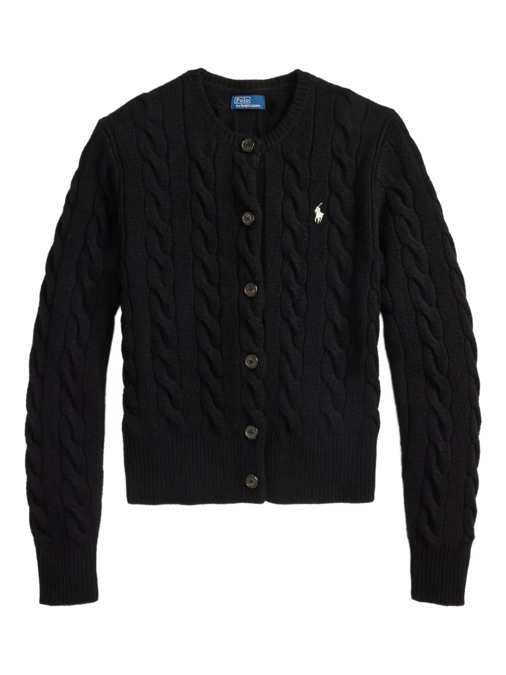 

Кардиган с круглым вырезом, связанный косами POLO RALPH LAUREN, черный