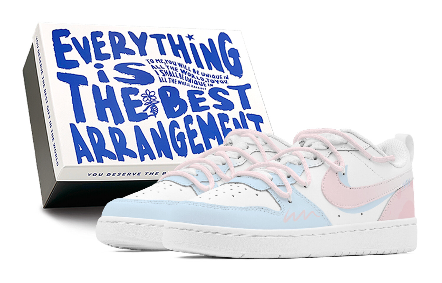 

Кроссовки Nike Court Borough Skateboarding Shoes Women's Low-top Pink, синий/розовый