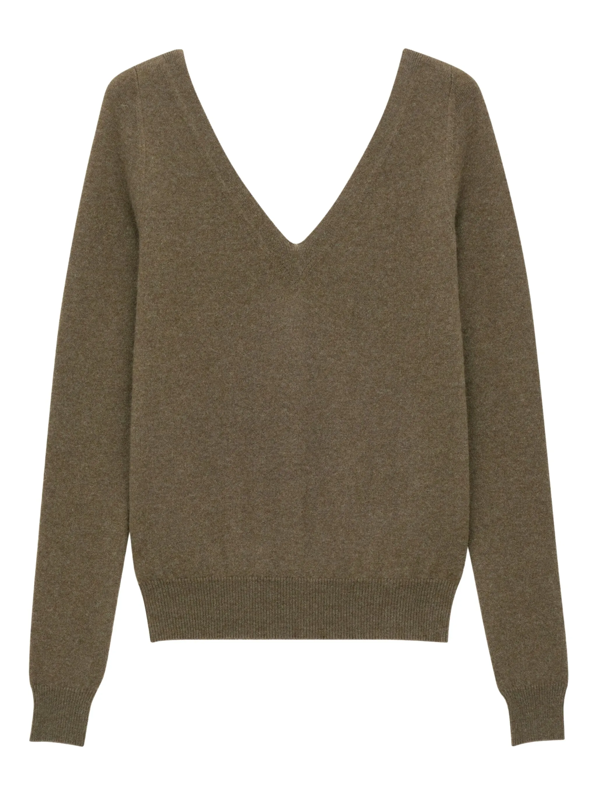

Кашемировый свитер с V-образным вырезом Saint Laurent, коричневый