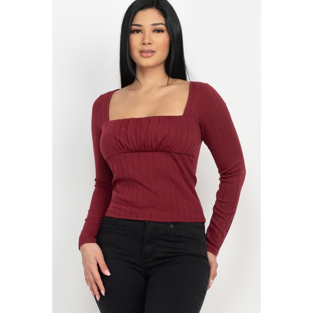 

Топ с квадратным вырезом и сборкой FASHNZFAB, цвет burgundy
