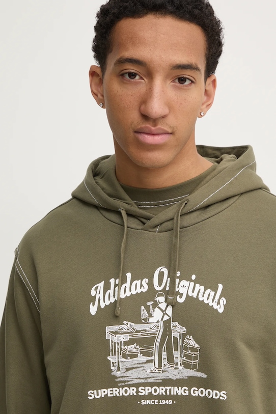 Хлопковая толстовка Wabash Adidas Originals, зеленый — фото 4