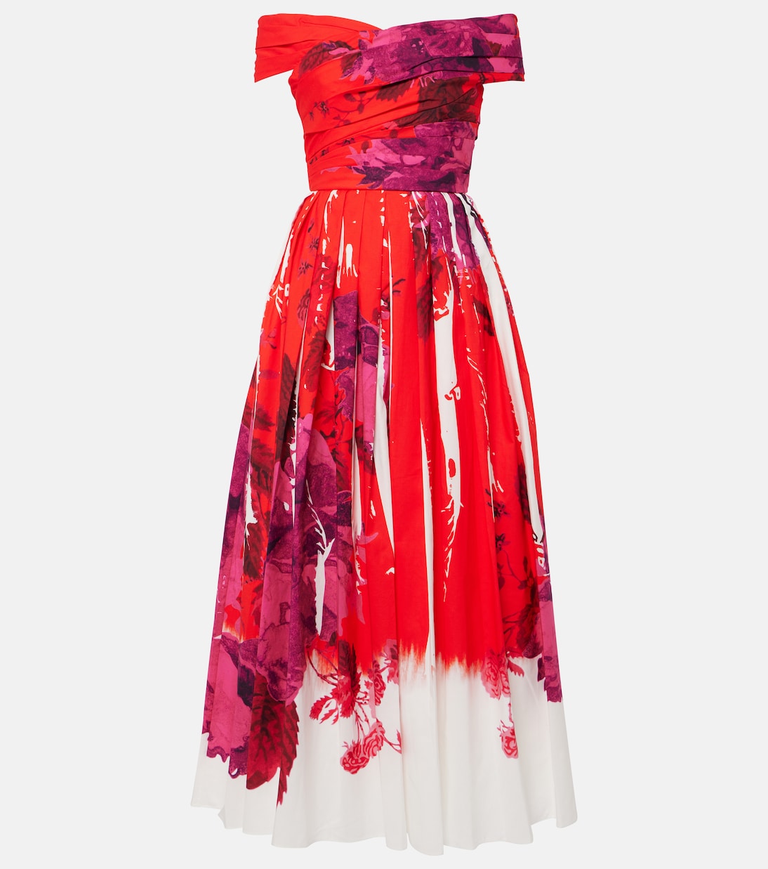 

Платье макси из хлопкового фая с открытыми плечами Erdem, Rose Poppy