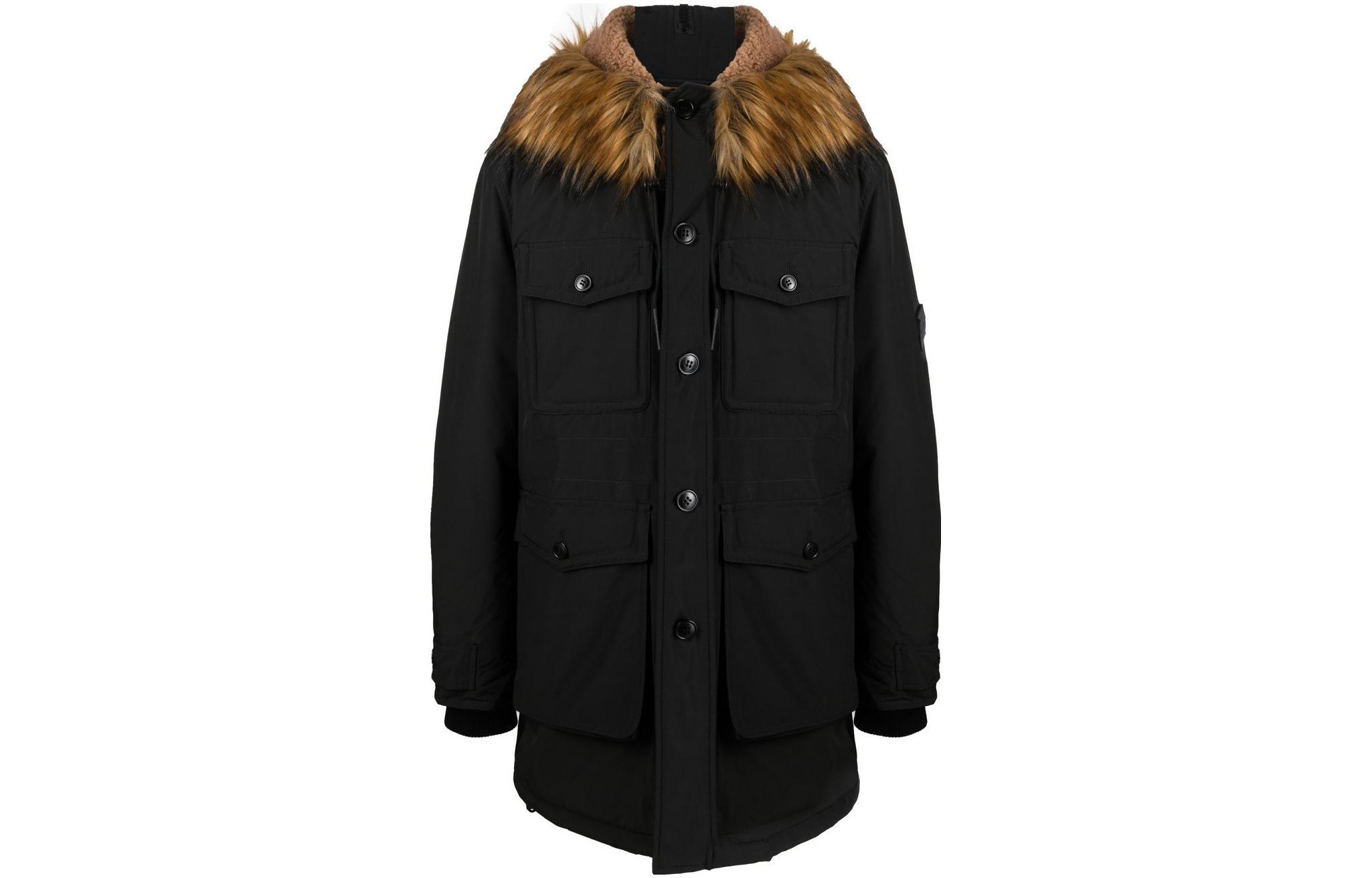 DIESEL Парка с капюшоном и отделкой из искусственного меха, Black — фото 3