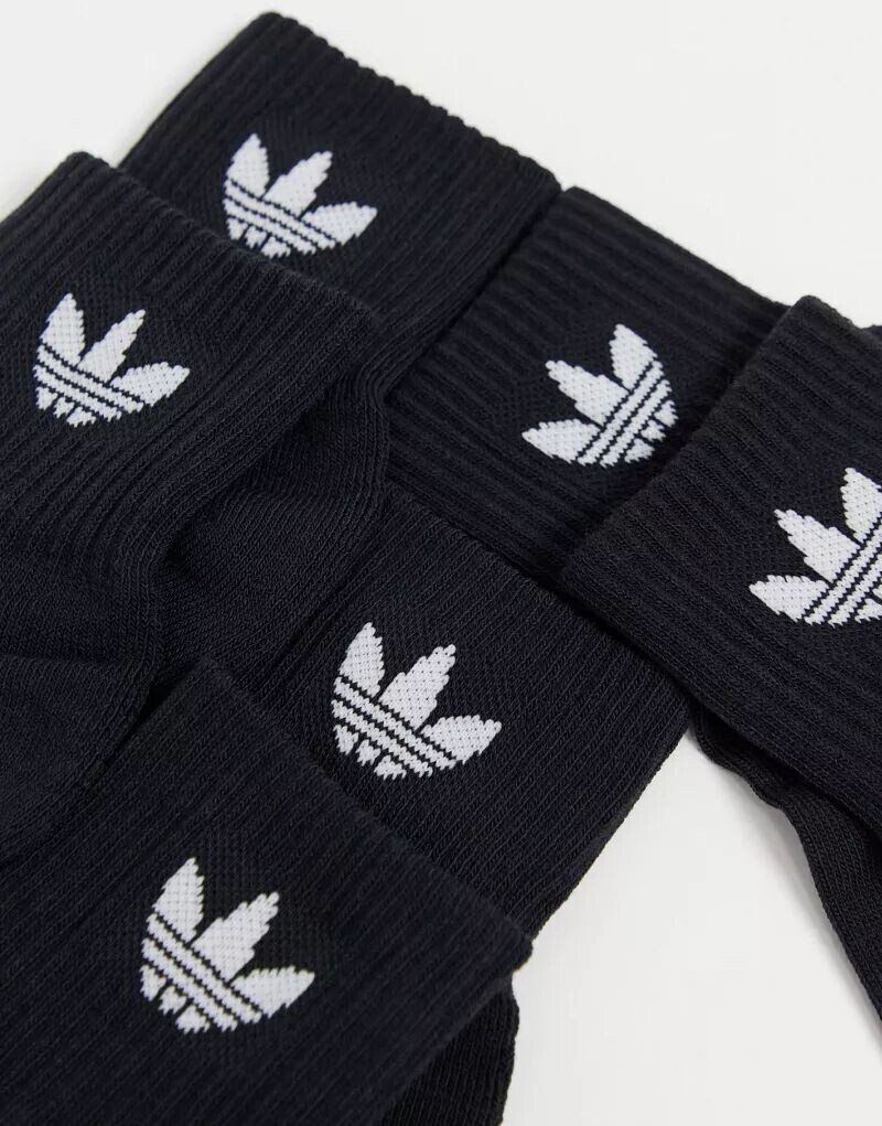 Комплект из трех черных носков adidas Originals с логотипом в виде трилистника — фото 2