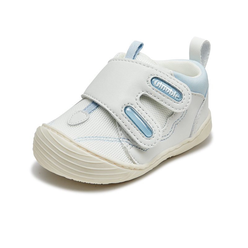 

Дышащие низкие предпрогулочные ботинки и носочные туфли для малышей GINOBLE, белый/мягко-голубой