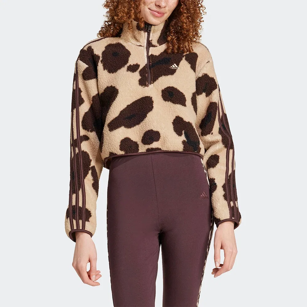 Женская худи на молнии 3 Stripes Animal Shadow Brown Multi от Adidas