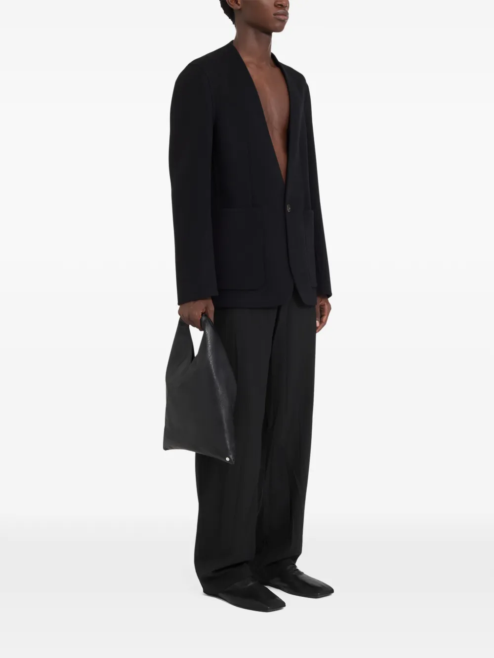Однобортный пиджак из шерсти Mm6 Maison Margiela, черный — фото 3