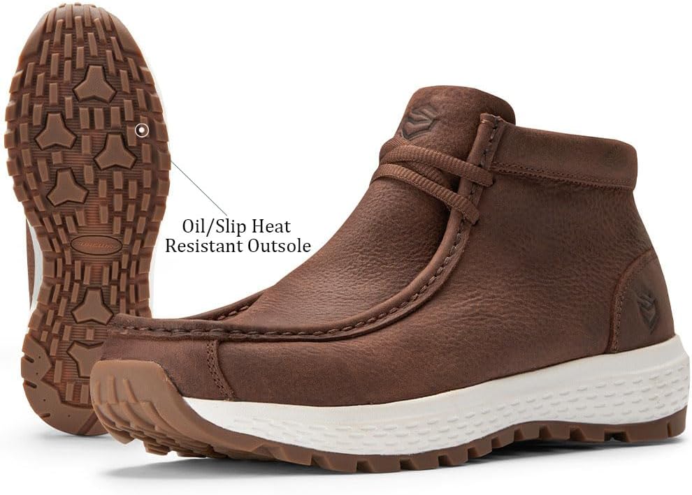 Мужские ботинки SUREWAY Chukka, легкие и прочные кожаные ботинки с носком-мокасином, модные для походов, вождения, Челси-ботинки для комфорта в любую погоду (офис, повседневная носка, нарядные), Sorrel — фото 4