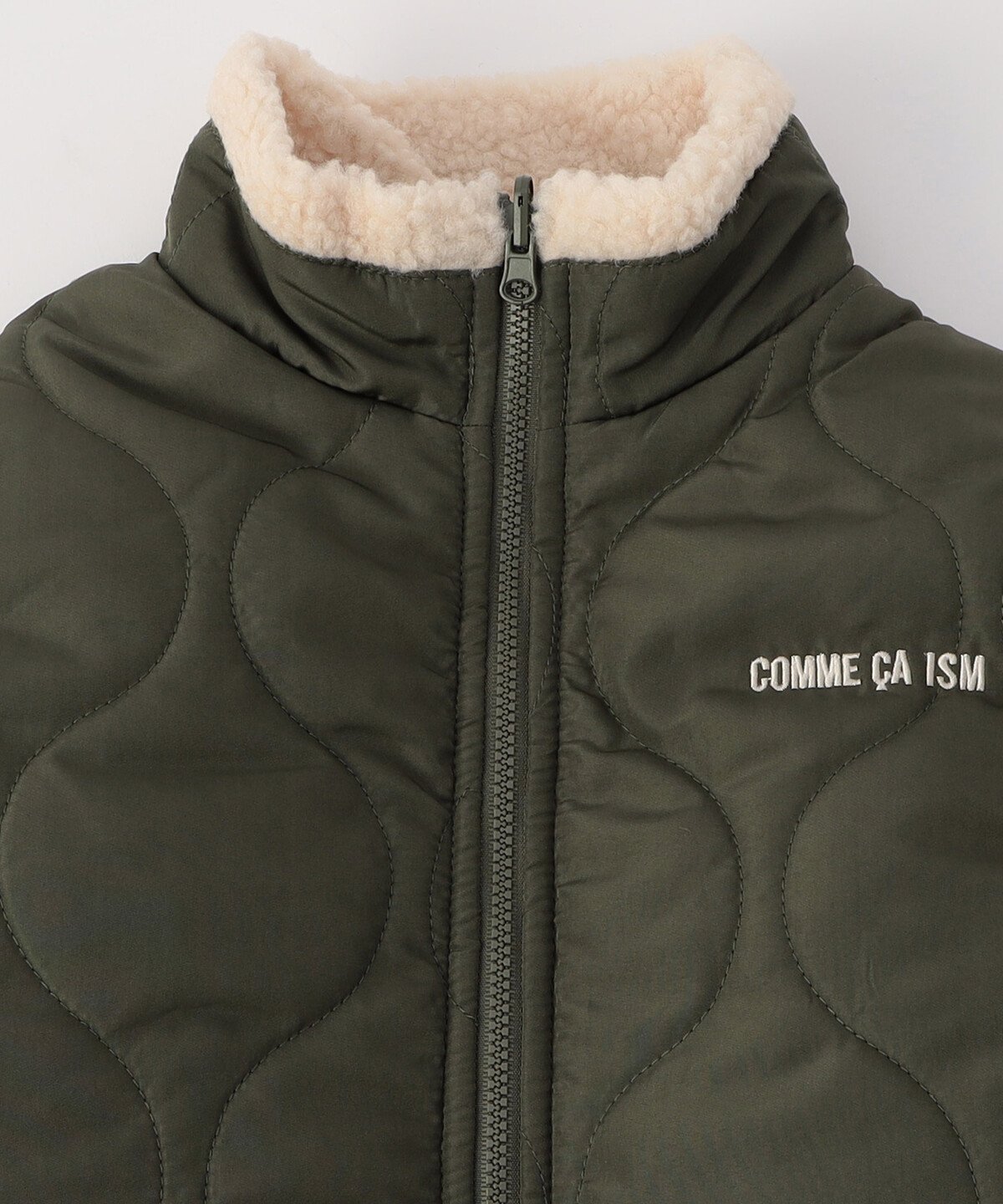 Двусторонняя стеганая блузон-боа Comme Ca Ism, Khaki — фото 4