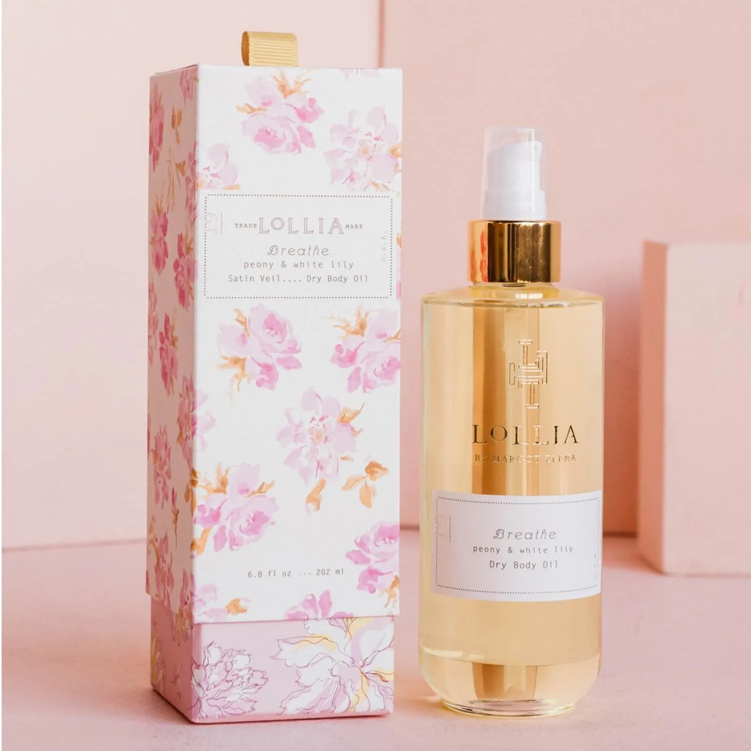 Увлажняющее масло для тела LOLLIA Breathe Dry Body Oil, 193 мл - Пион и белая лилия - Ароматизированное масло для всех типов сухой кожи, подходит для всех типов кожи. 201 мл (1 шт.), White — фото 2