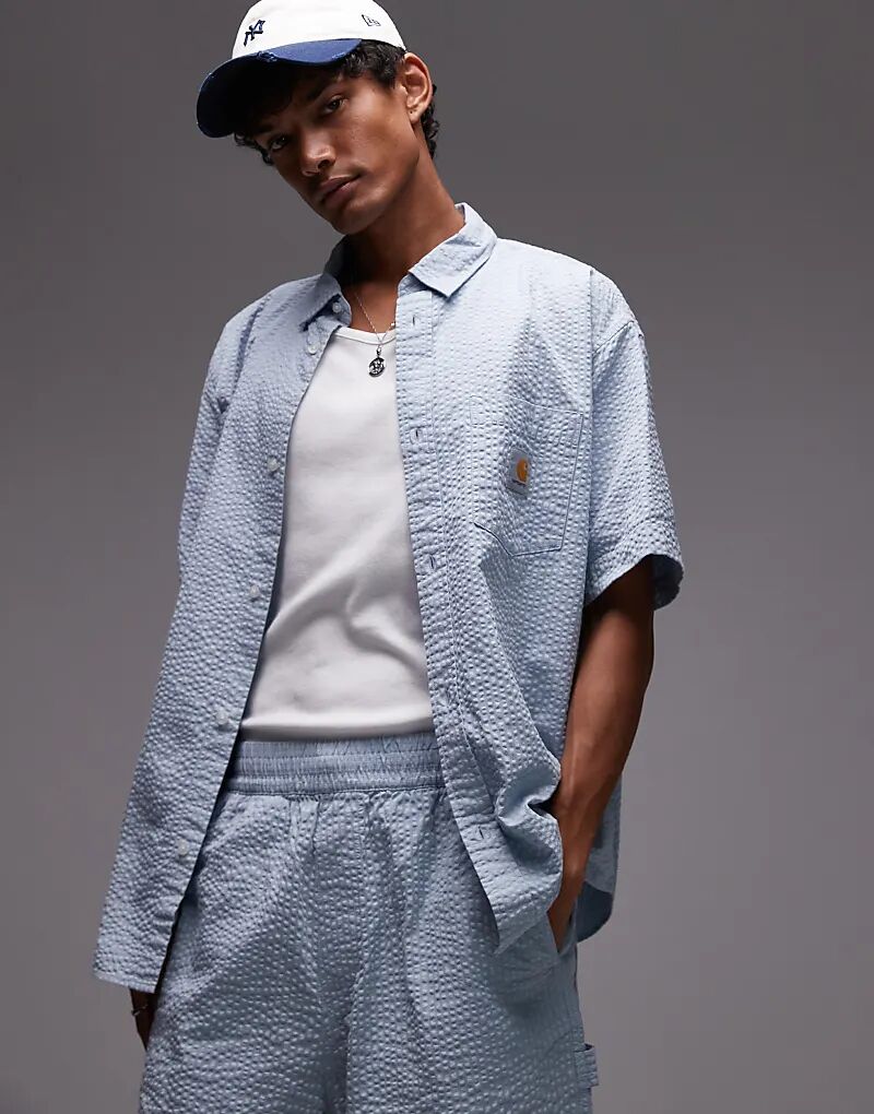 

Свободная рубашка Carhartt WIP Toland Seersucker, синяя, цвет: синий