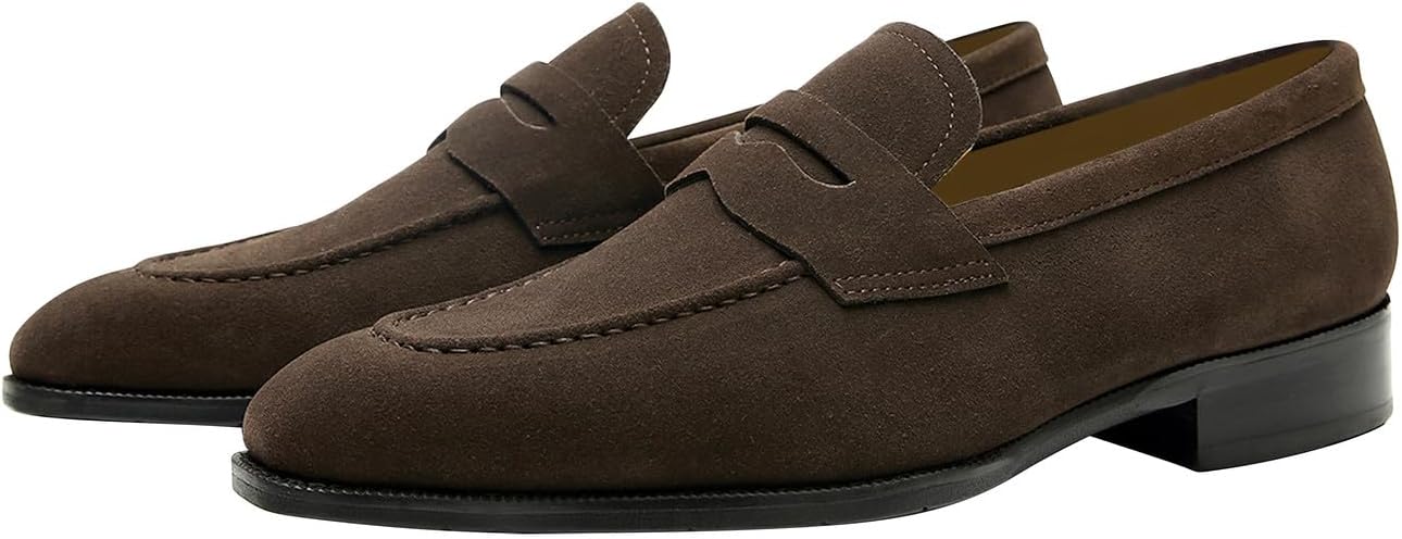 

Мужские лоферы Penny, слипоны, повседневные деловые туфли из натуральной кожи, модные мокасины для выпускного, свадьбы, делового костюма, удобные смокинговые туфли для мужчин Santimon, Coffee