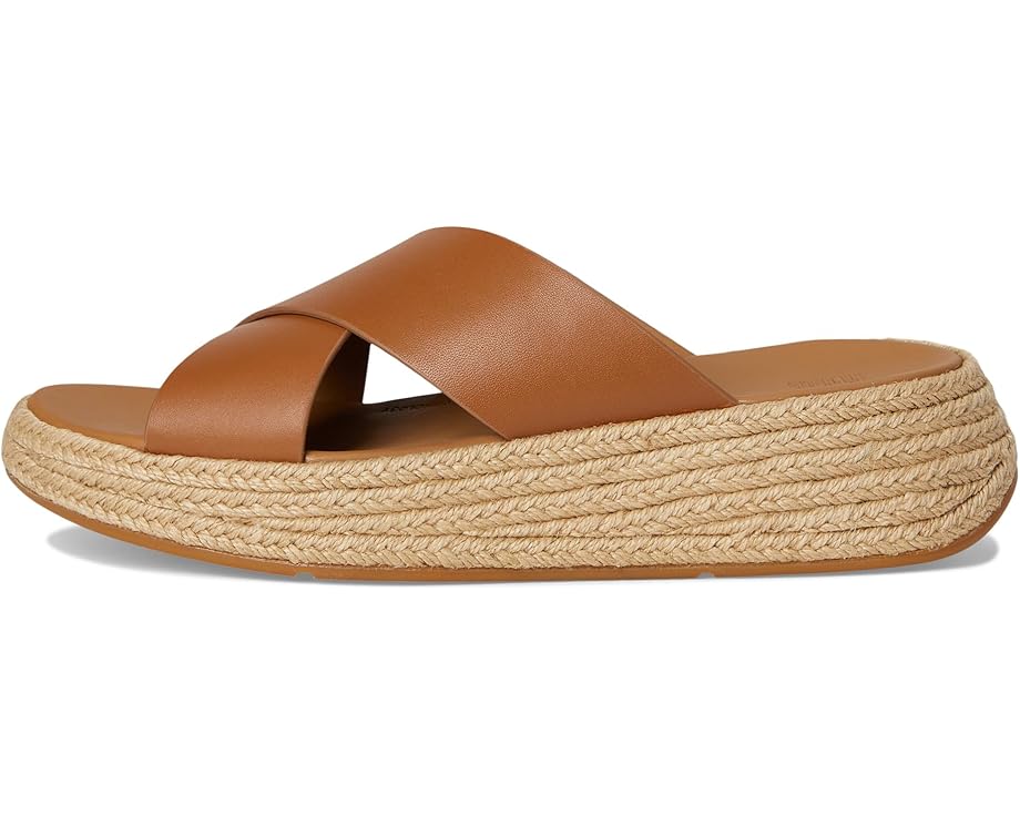 Сандалии FitFlop F-Mode Espadrille Leather Flatform Cross Slides, цвет Deep Tan — фото 4
