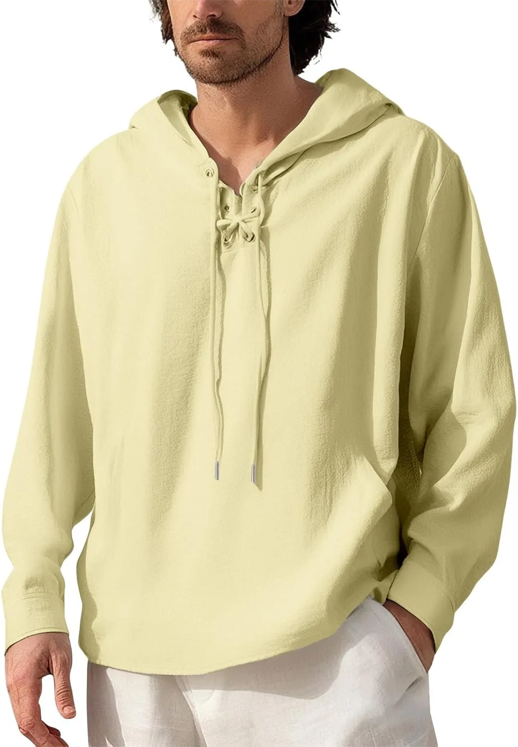 

Мужская худи свободного кроя с капюшоном на шнурке