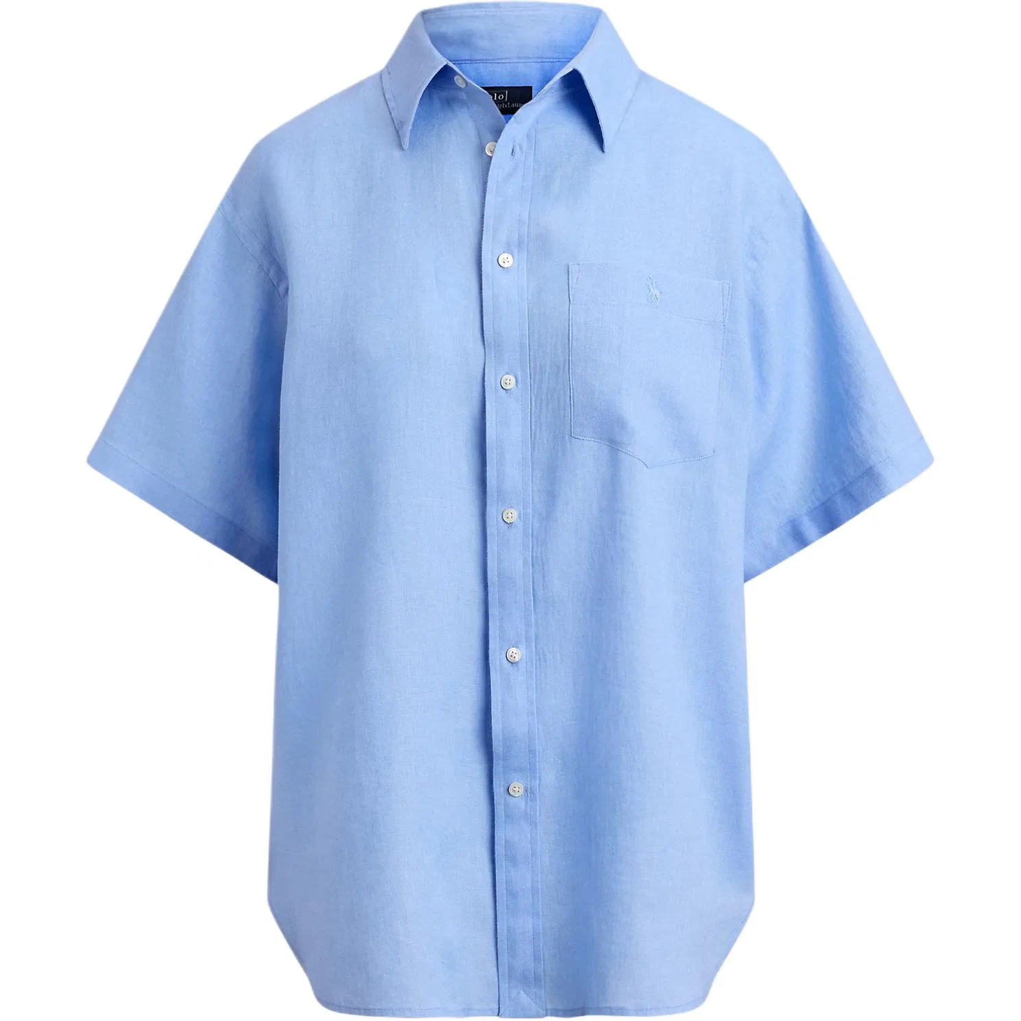 Рубашка из льна с накладным карманом Polo Ralph Lauren Lake Blue
