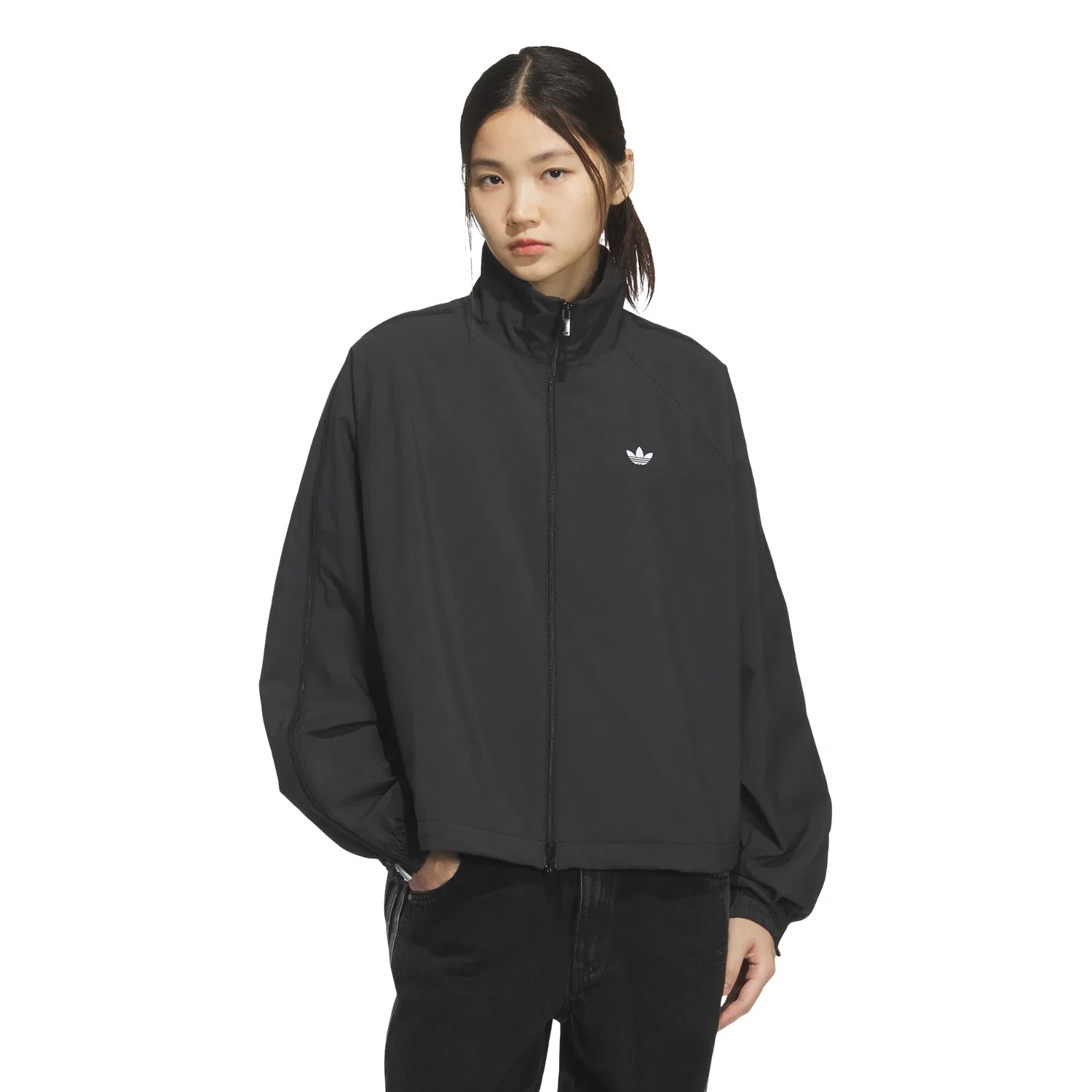 Женский спортивный топ на молнии 3-Stripes чёрного цвета от Adidas — фото 4