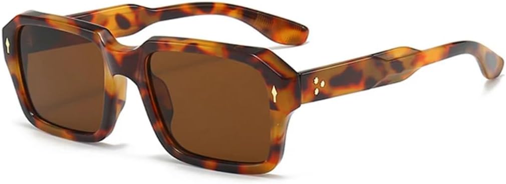 

Винтажные женские солнцезащитные очки в стиле панк с заклепками, модные, с прозрачными градиентными линзами, защита от УФ-излучения UV400. Мужские солнцезащитные очки TYUVIVO, Leopard Tea