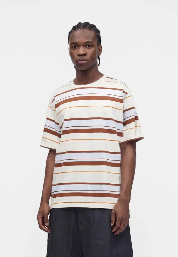 Футболка Adidas Originals Striped crew print, цвет светло-бежевый