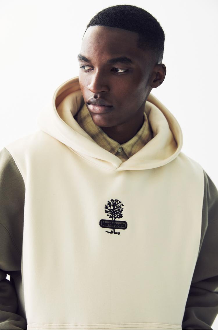 

Толстовка с капюшоном и контрастными рукавами Pull And Bear, бежевый