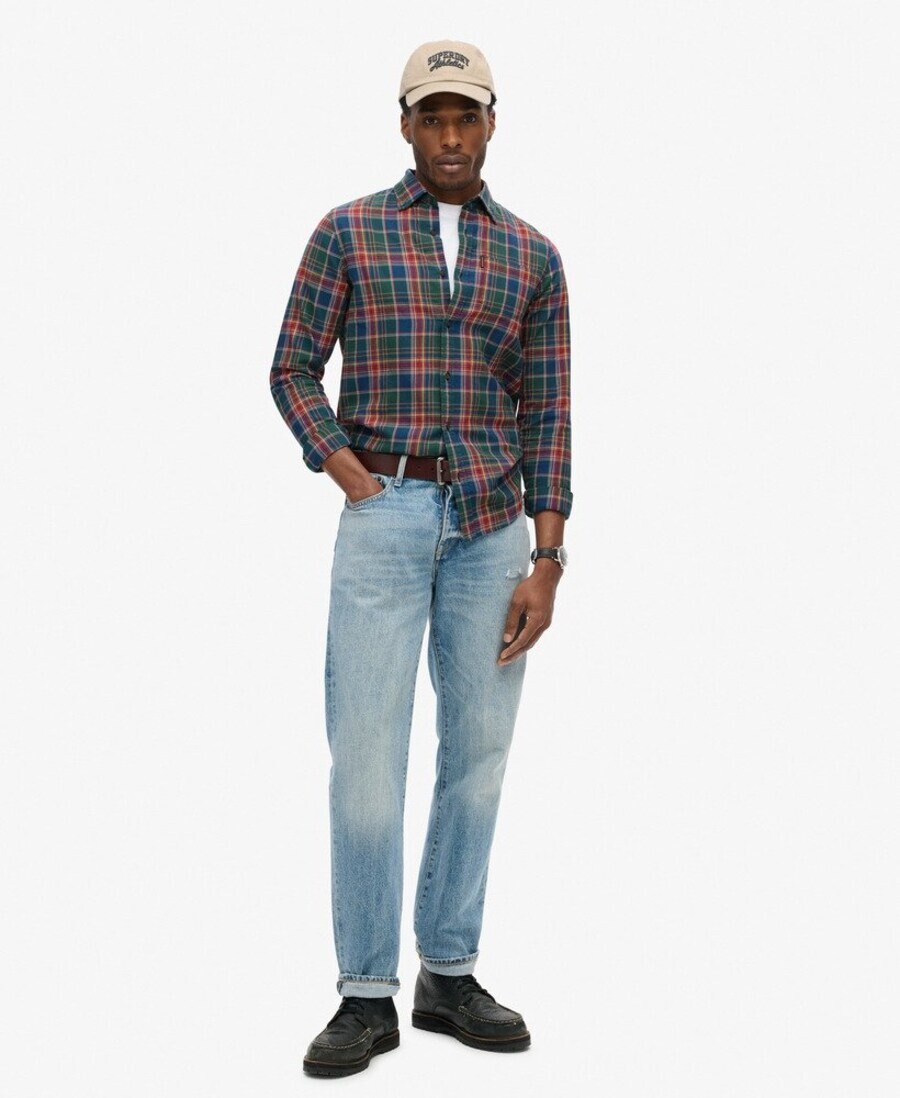 Клетчатая рубашка Superdry Regular fit Button Up Shirt, разноцветный — фото 4