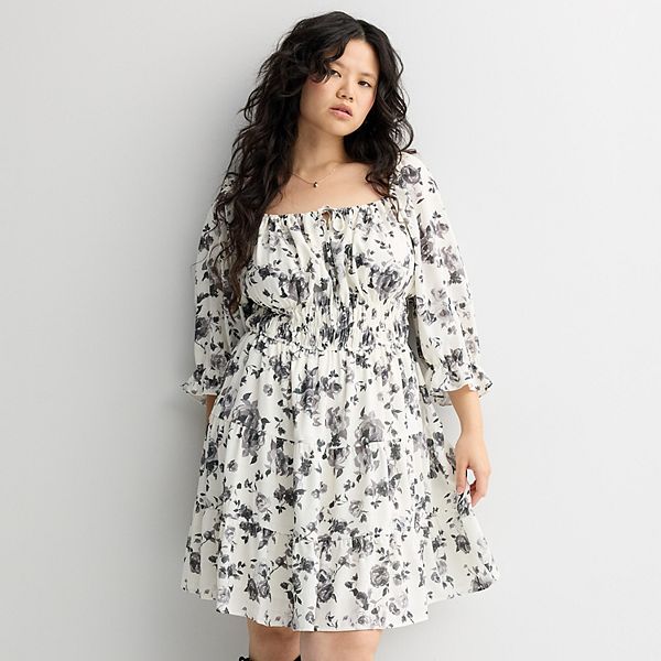 

Платье-трапеция для подростков plus size Mary & Mo, Ivory Black