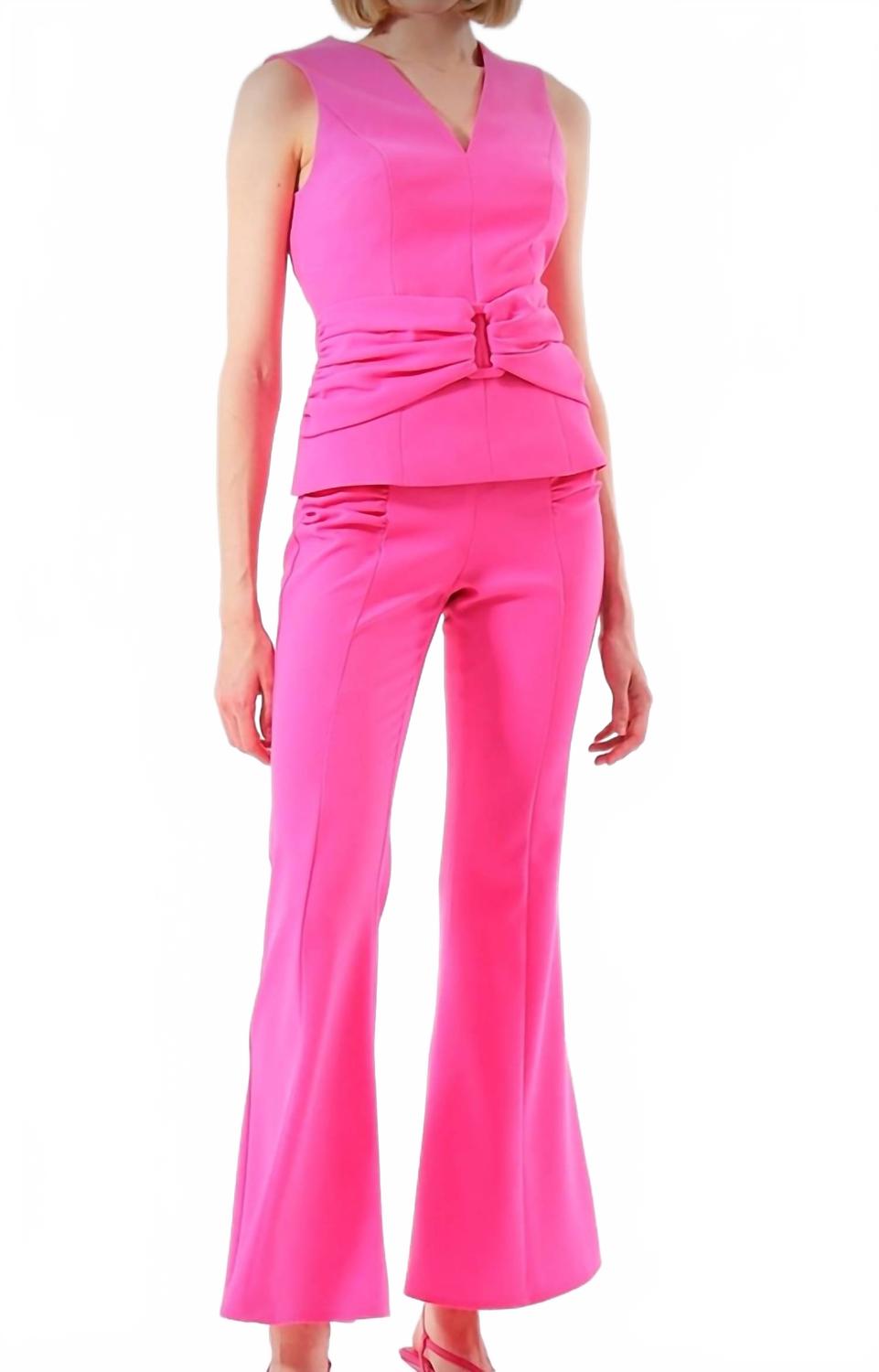 

Расклешенные креповые брюки розового цвета Exquise, розовый