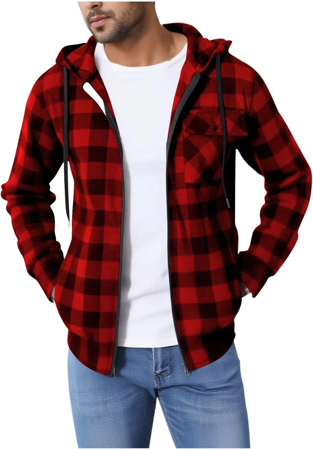 

Мужская фланелевая толстовка с капюшоном и молнией Cambkatl