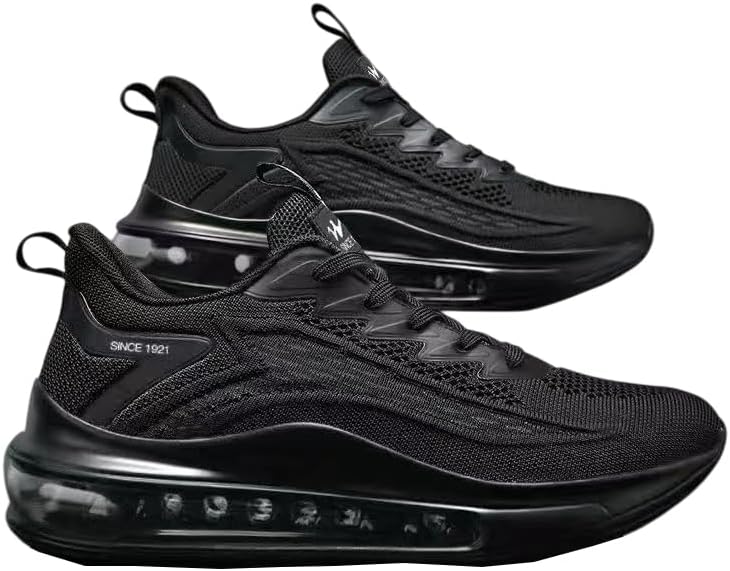 

Мужские кроссовки с воздушной подушкой, нескользящие, модные, спортивные, для зала, бега, тенниса, фитнеса, прогулок, баскетбола Generic, черный