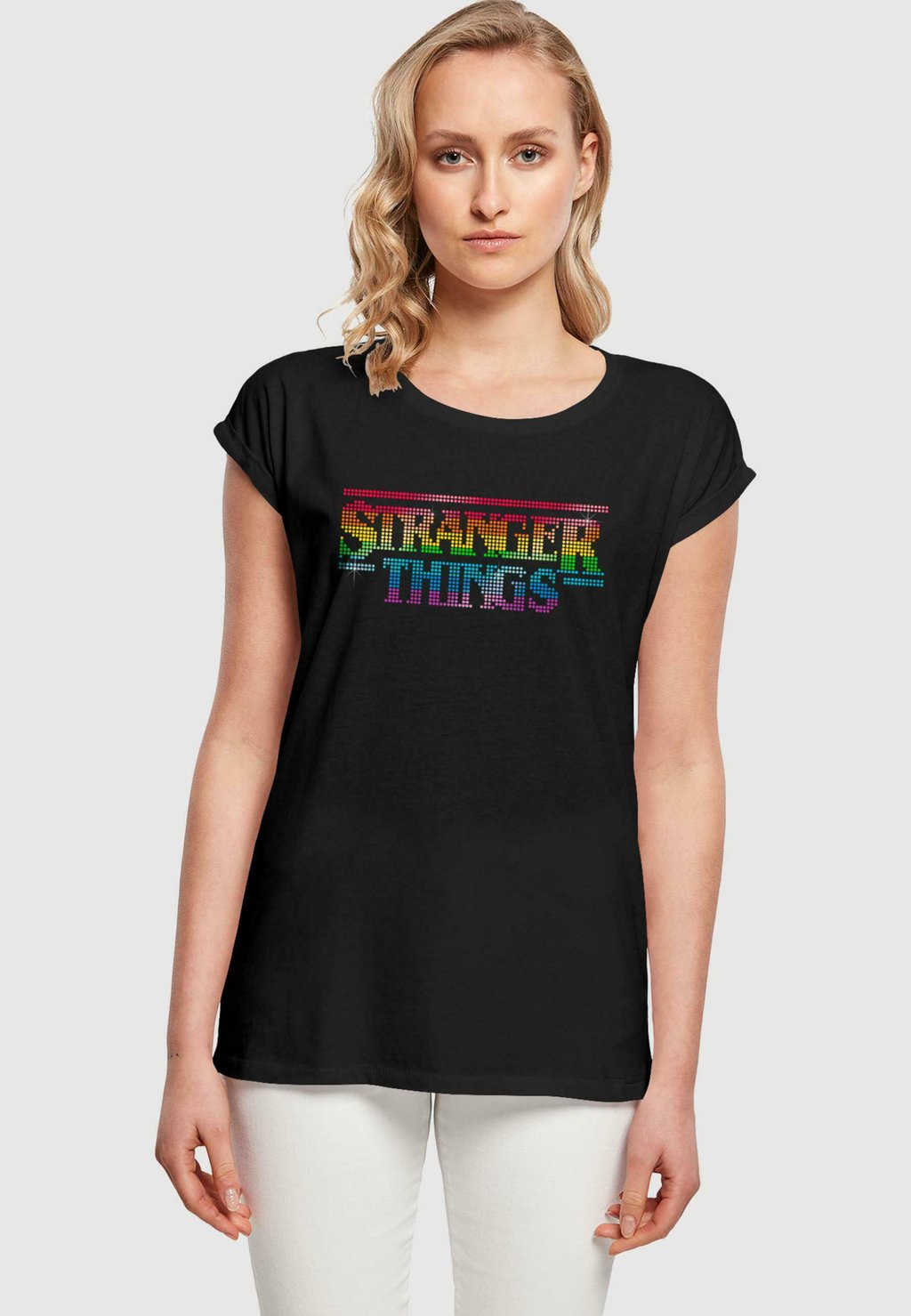 

Футболка с принтом STRANGER THINGS RAINBOW DOT LOGO ABSOLUTE CULT, черный