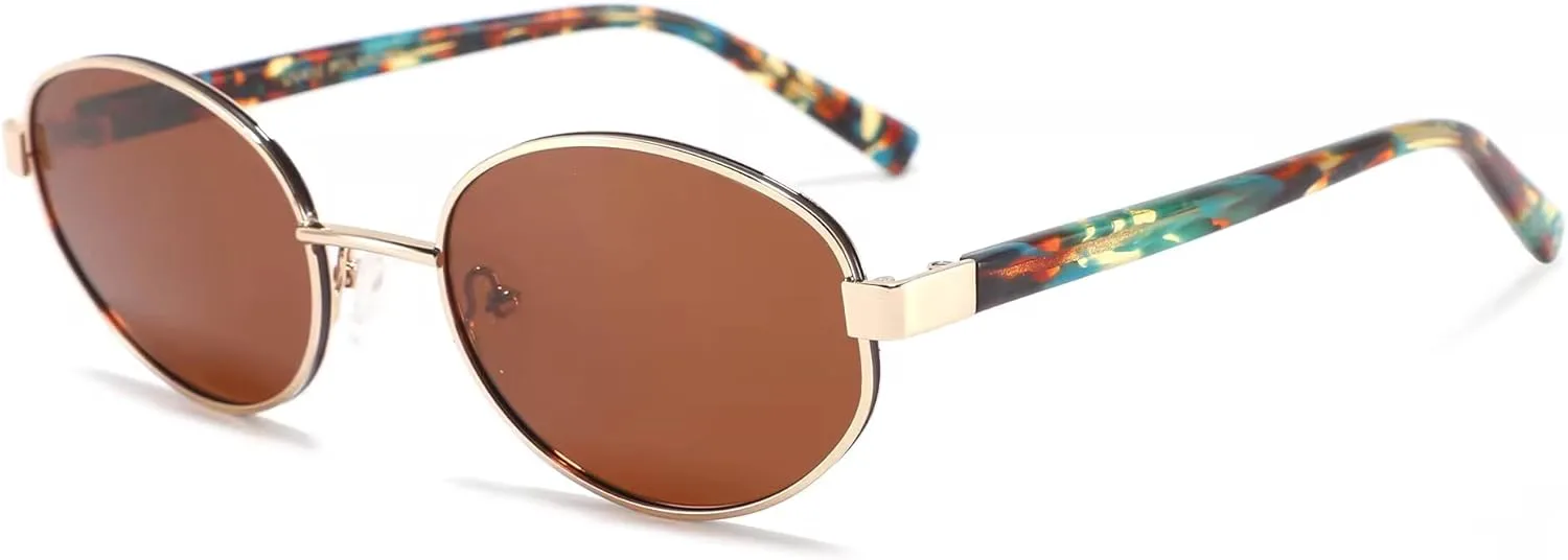 

Ретро-солнцезащитные очки овальной формы для женщин, металлическая оправа с ацетатными дужками, розовые прозрачные линзы, винтажный стиль Generic, Silver