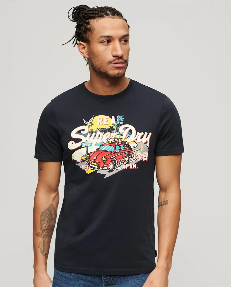 

Мужская футболка с винтажным логотипом UB Superdry, тёмно-синий