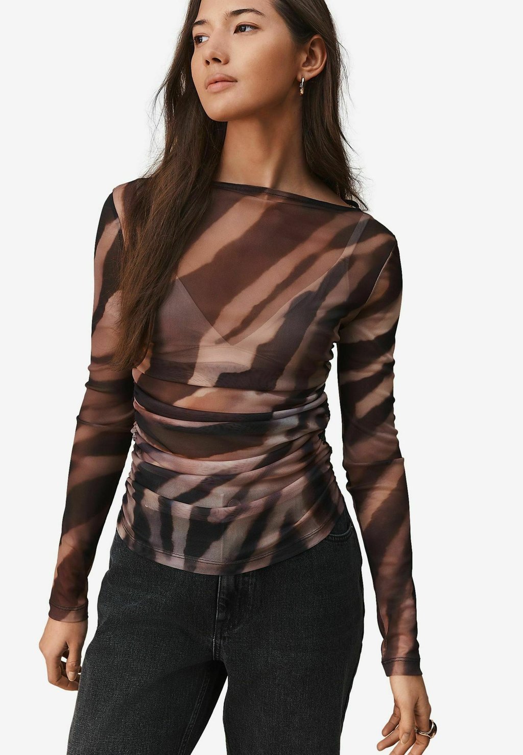 

Блуза RUCHED SIDE LONG SLEEVE Next, коричневый