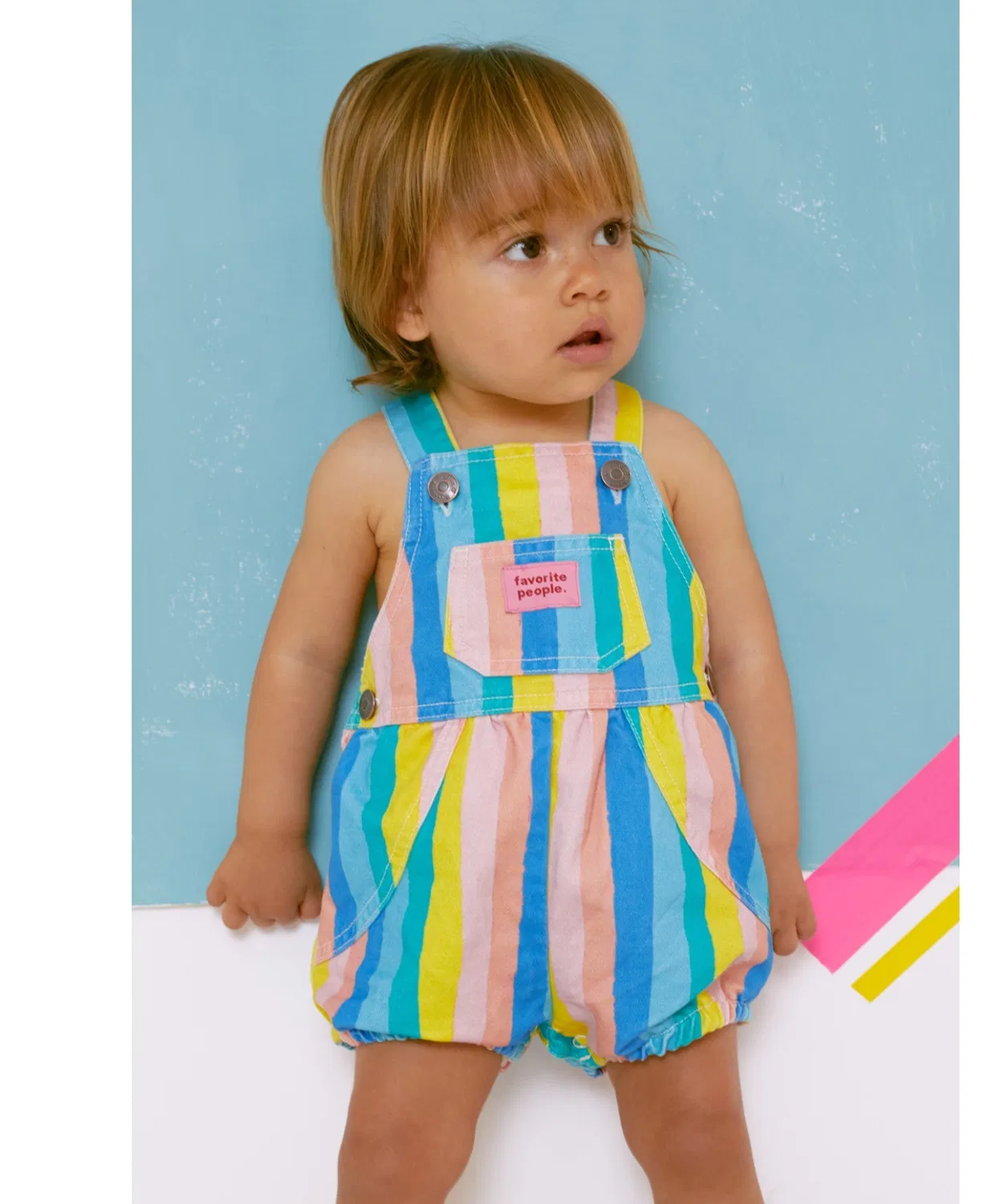 Детский комбинезон PICOLEBABY из хлопка в полоску, цвет радужный