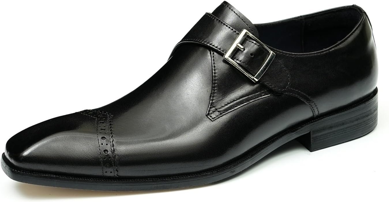 

Мужские лоферы Santimon, формальные, из натуральной кожи, с квадратным носком и ремешком-монком, модные, для выпускного, свадьбы, бизнеса, повседневного ношения, под смокинг, комфортные туфли для костюма, черный