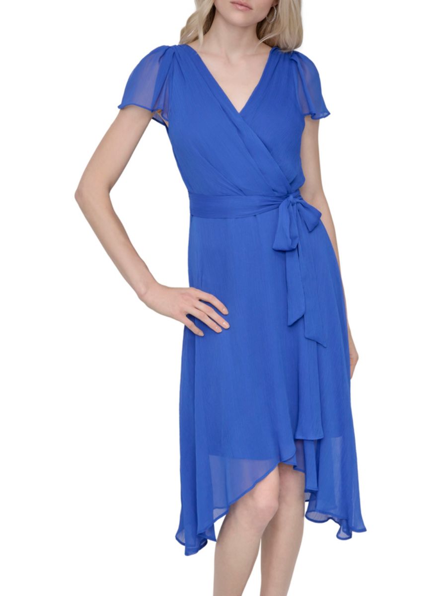 

Платье миди с поясом и имитацией запаха DKNY, цвет Cosmic Blue