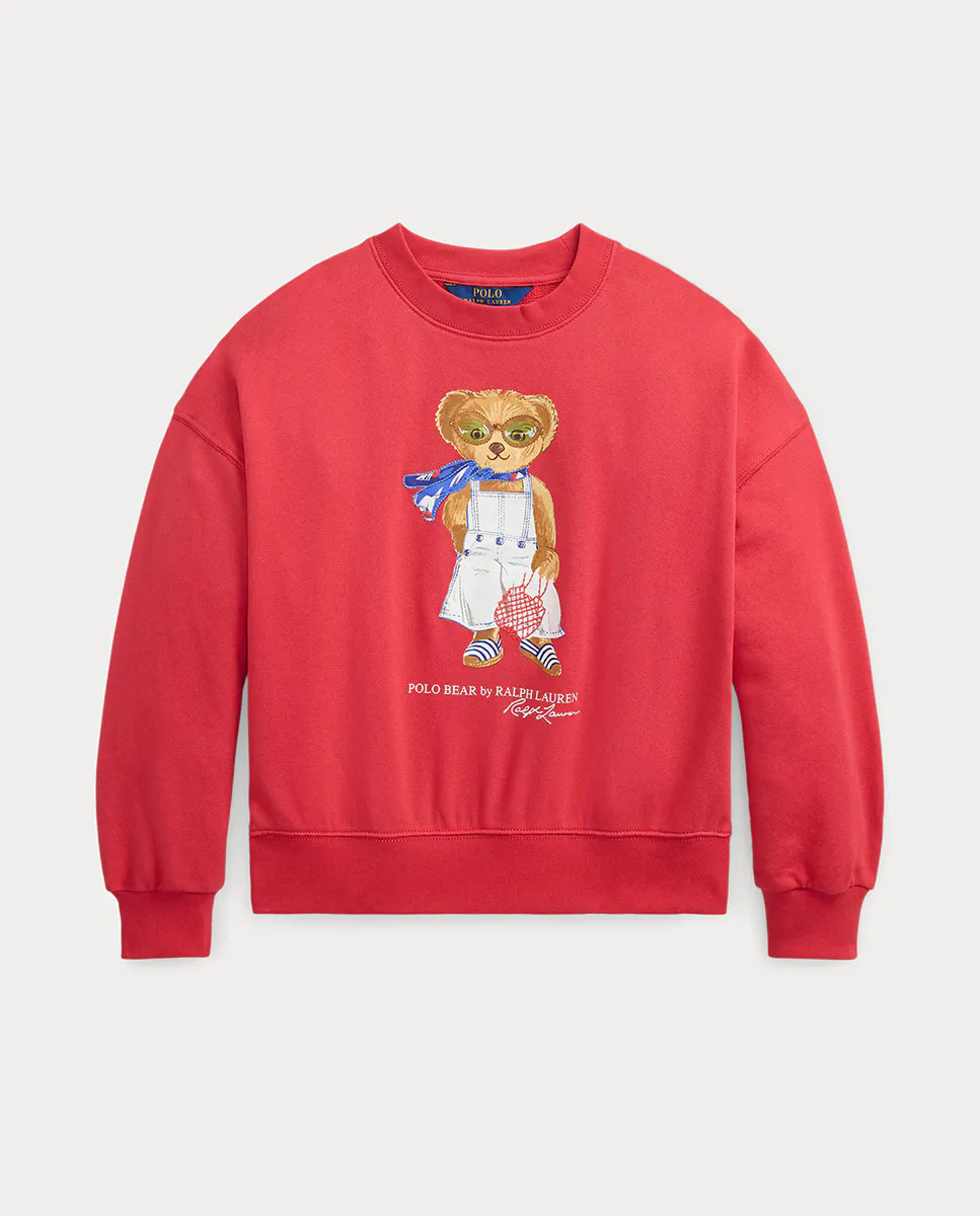 

Плюшевая толстовка для девочек с изображением медведя Поло Polo Ralph Lauren, красный