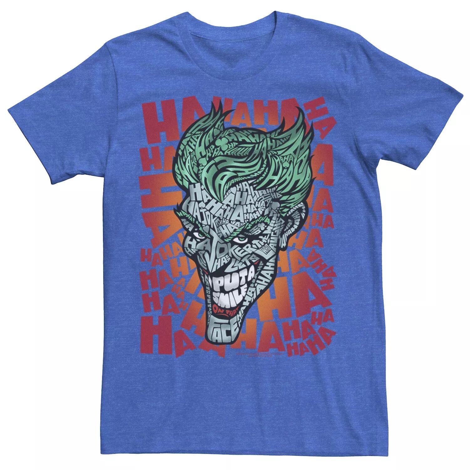 

Мужская футболка The Joker с текстовым наполнением и большим лицом DC Comics
