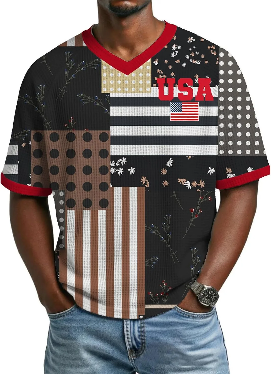 

Футболка мужская America's 250th Anniversary, дышащая, с V-образным вырезом OAZKXCN