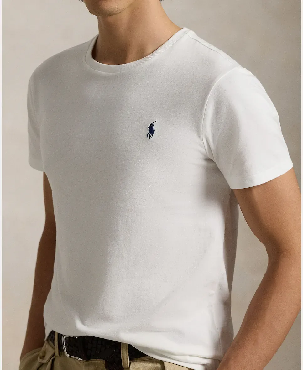 Мужская хлопковая футболка с вышитым логотипом Polo Ralph Lauren, белый — фото 3