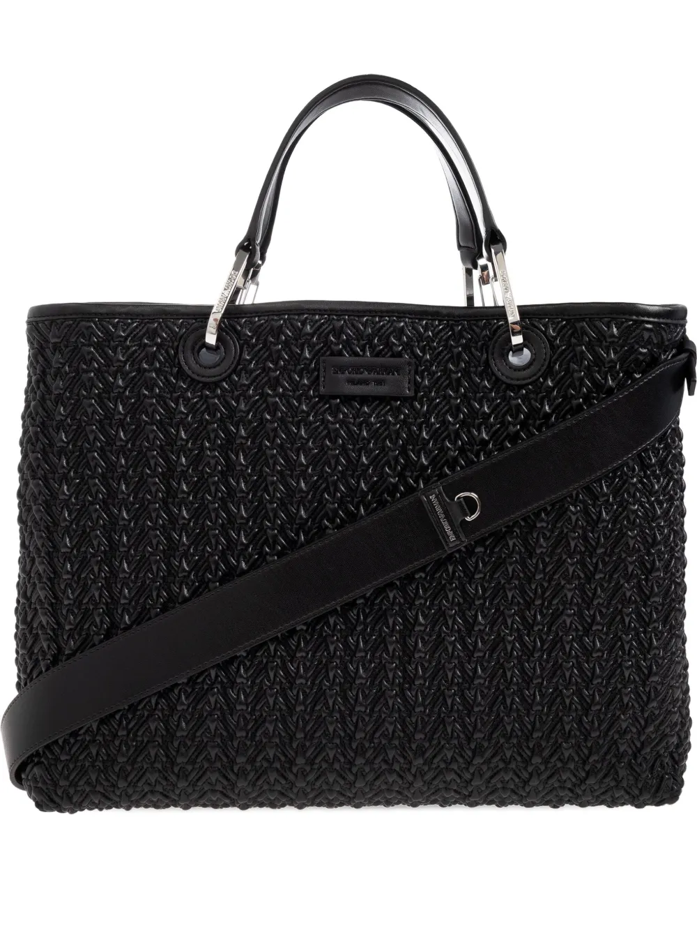 

Плетеная сумка-тоут EMPORIO ARMANI, черный
