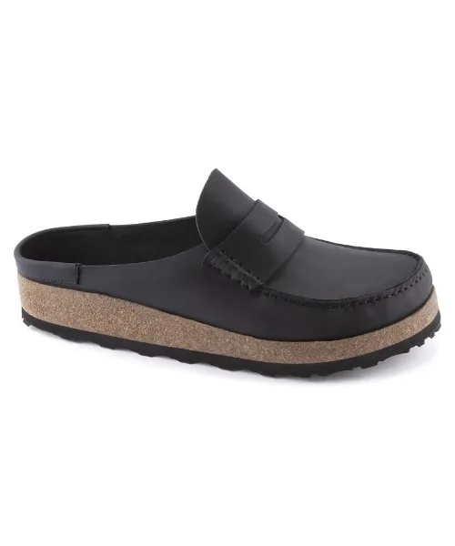 Мужские мокасины с кожаным верхом Naples BIRKENSTOCK чёрные